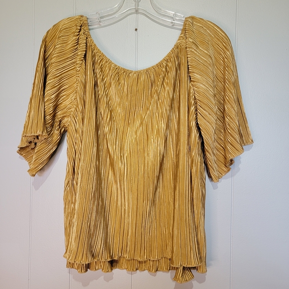 😎 Just Be Gold Blouse with Pleated Design - Picture 3 of 3